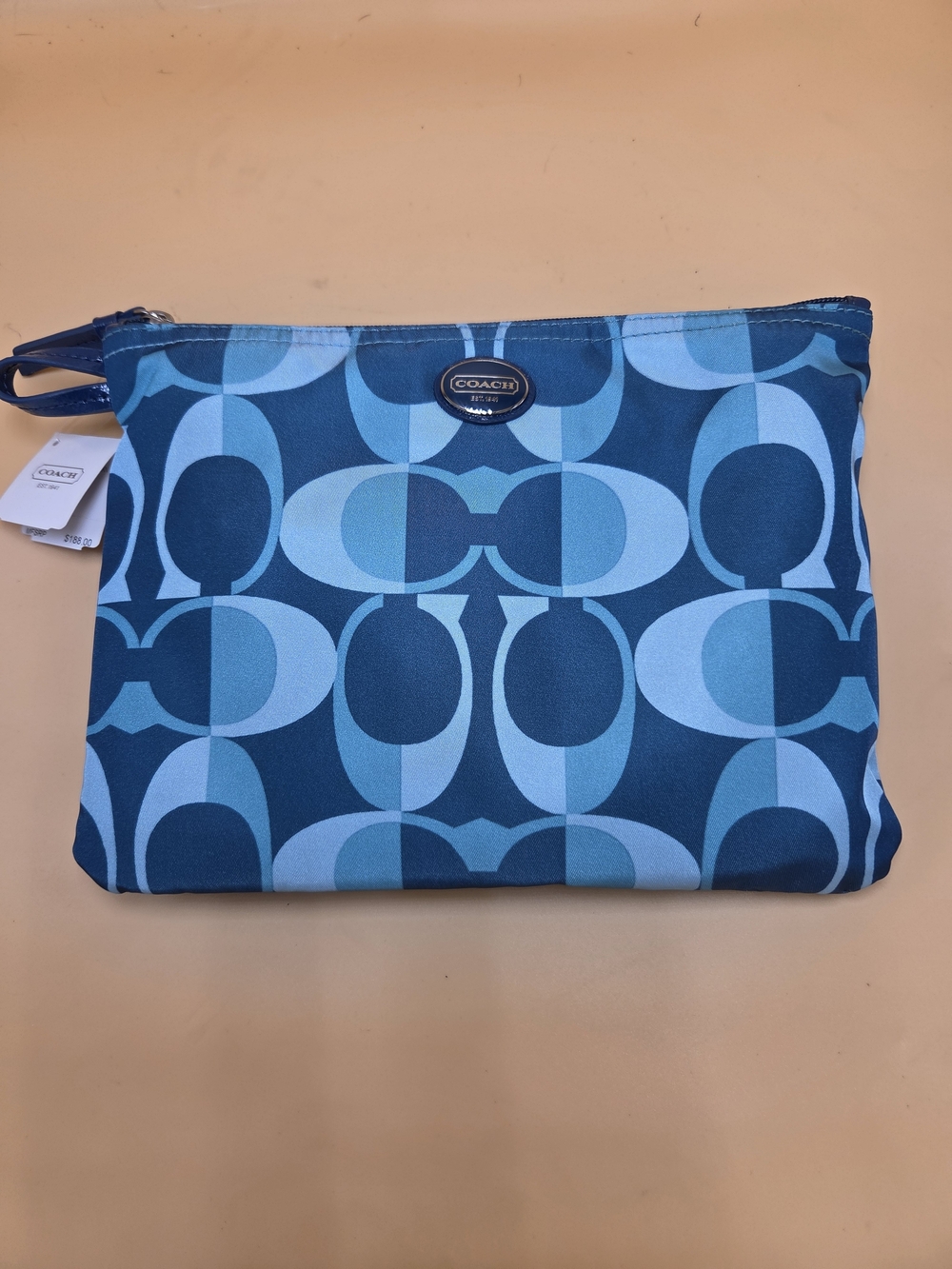Coach Blue Signature Coated Canvas Tote with Pouch - Picture 3 of 4